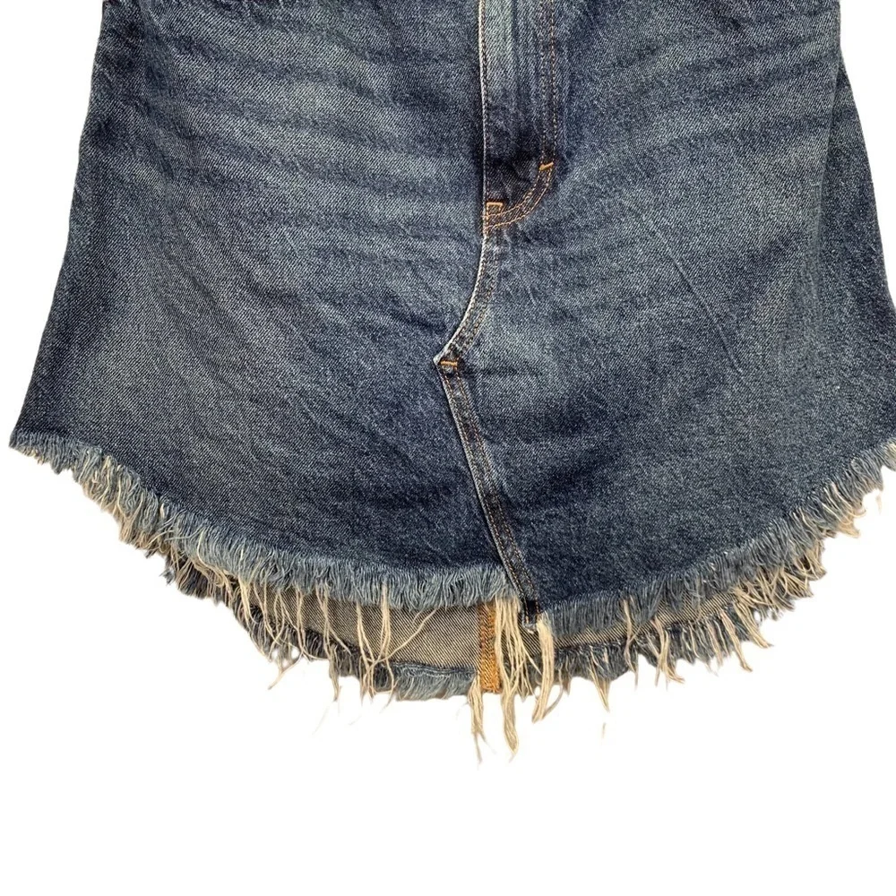 Free People Skirt Womens 30 Blue Distressed Denim Frayed Boho Hippie Y2K